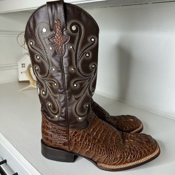 Ferrini Western Boots Genuine Cowhide Leather Exotic Vamp Men’s 8.5 / Women’s 10 - Picture 4 of 9